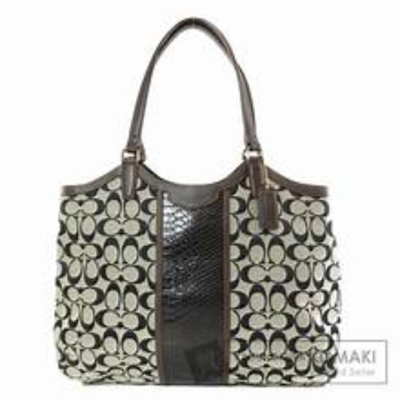 Coach F31444 Brown and Black Signature Snake Shoulder Bag - Picture 1 of 12